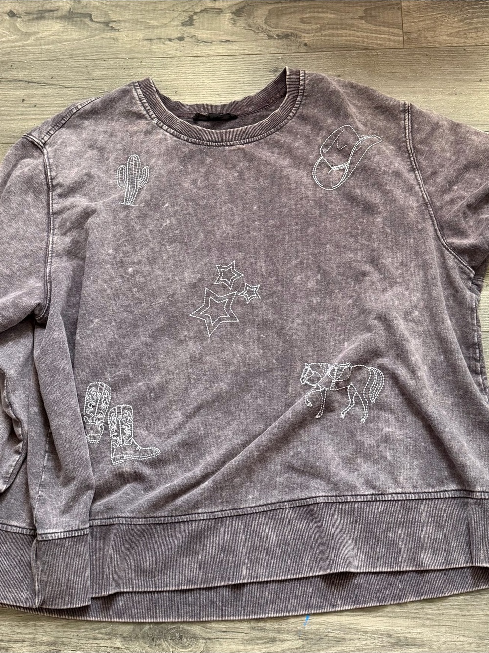Jane + Delancey Western Embroidered Mineral Wash Sweatshirt - Size 2X (NWOT)